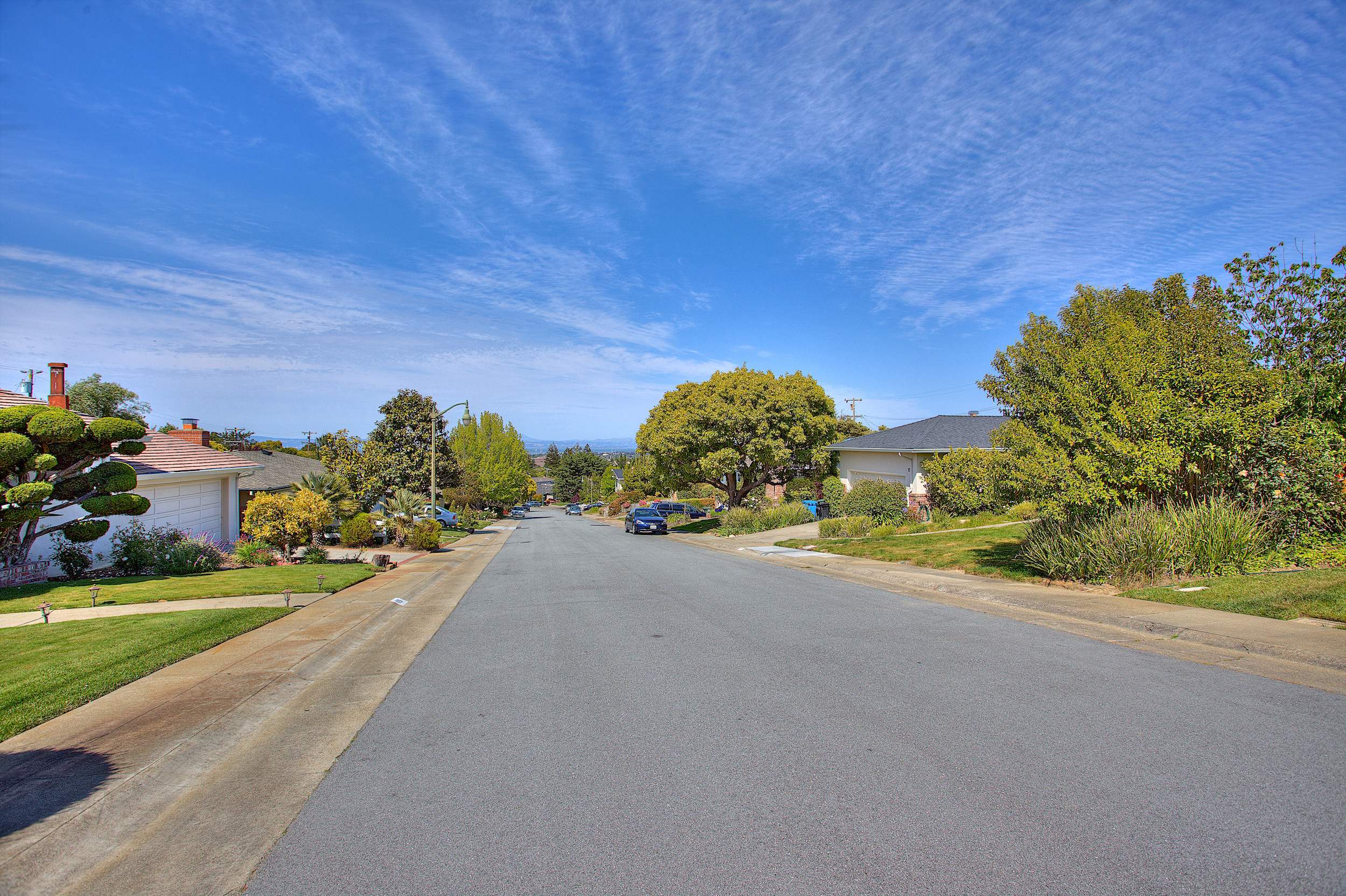 Asphalt neighborhood road in San Mateo.